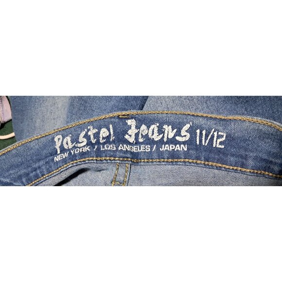 Pastel Jeans Womens Distressed Mid-Rise Button-Fly Skinny Jeans Size 11/12 Blue - Picture 2 of 11